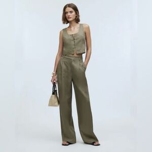 Madewell NWT The Harlow Wide Leg Pant in 100% Linen Size 14